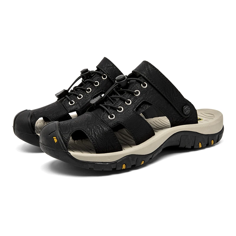 

2026 Summer Men Sandals Leather Mens Casual Shoes Breathable Outdoor Sandals for Men Beach Shoes Slippers Fashion Roman Shoes