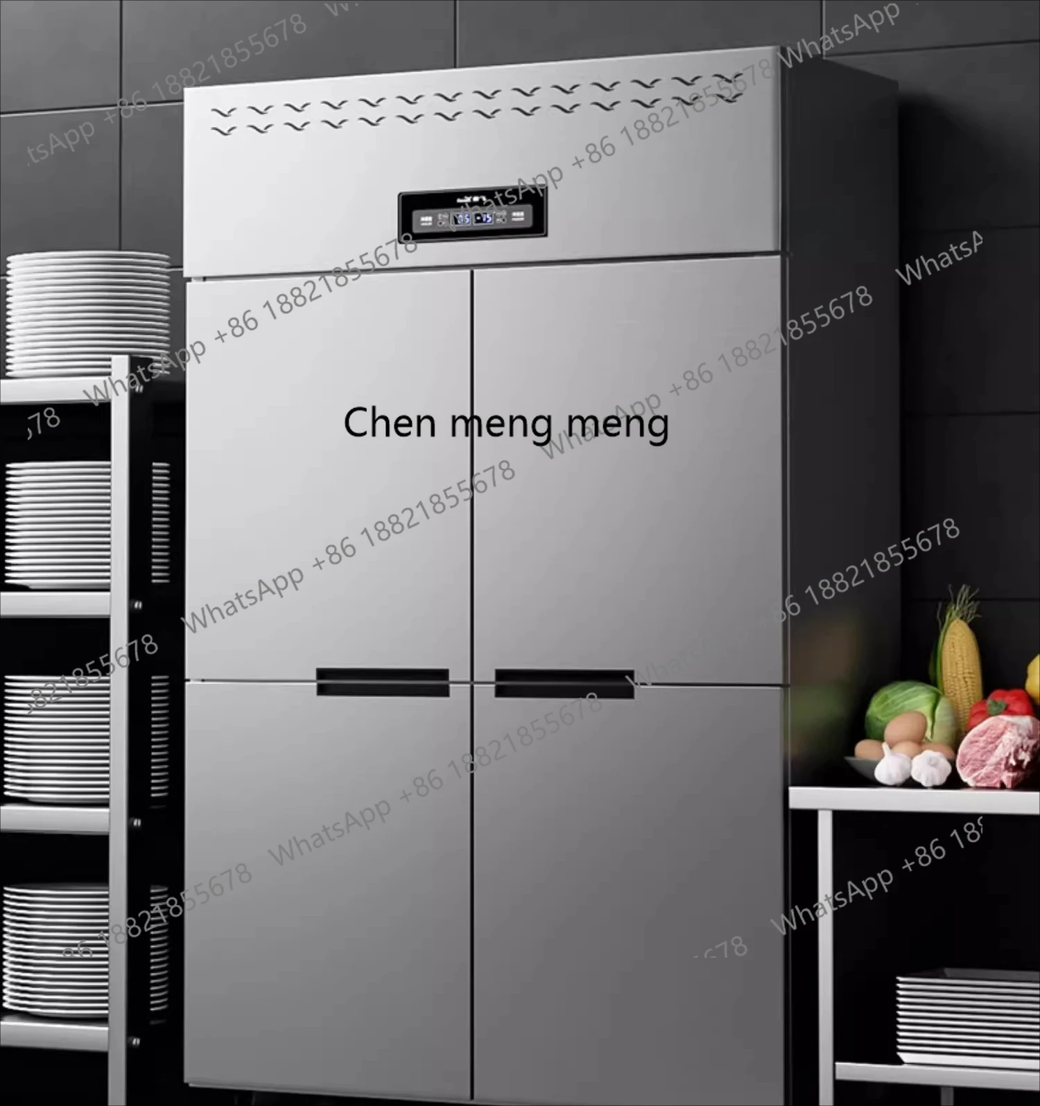 Geladeira comercial de temperatura dupla cozinha freezer refrigerado vertical grande capacidade seis portas freezer