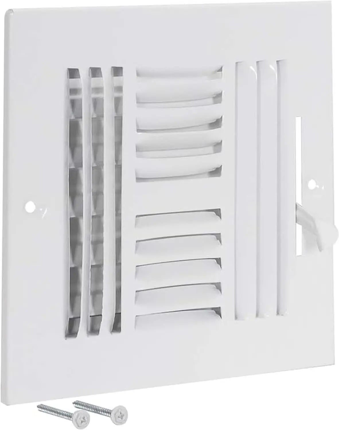 

8x8 Inch Air Vent Cover for Wall or Ceiling, Four-Way HVAC Register, Solid Steel, White