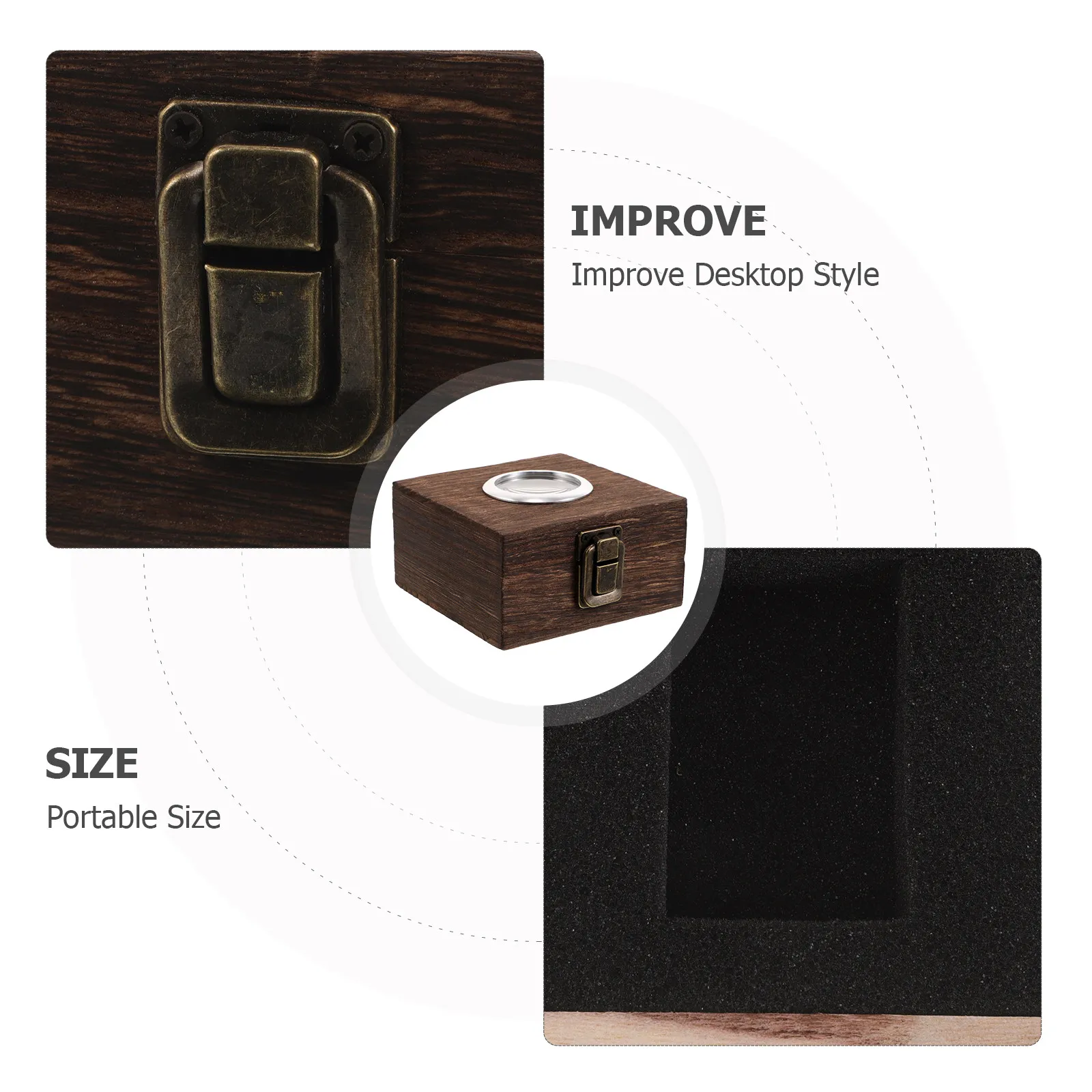 Lighter Case Storage Container Vintage Decor Wooden Cover Lighters Holder Organizer Boxes Decorative