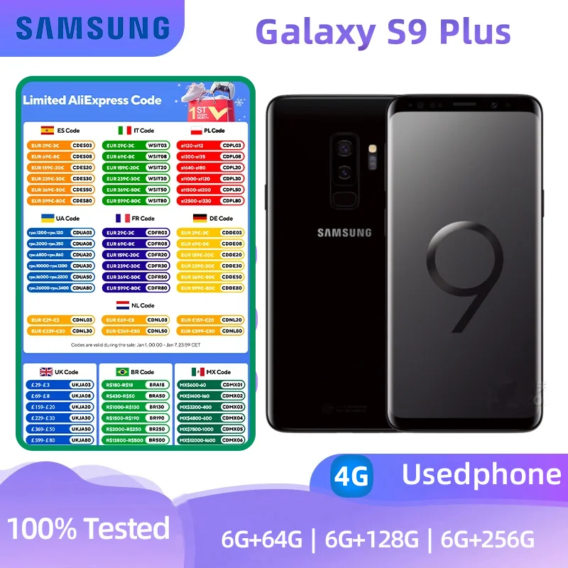 Samsung Galaxy S9 Plus S9+ 4G G9650 64/128/256GB ROM 6GB RAM Dual Sim Snapdragon Octa Core 6.2