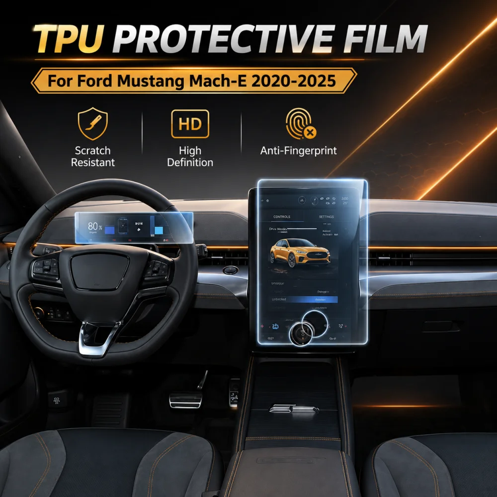 Car Navigation Screen Protector Film Accessories For Ford Mustang Mach-E 2020-2025 LCD Screen Anti Fingerprint Matte TPU Film