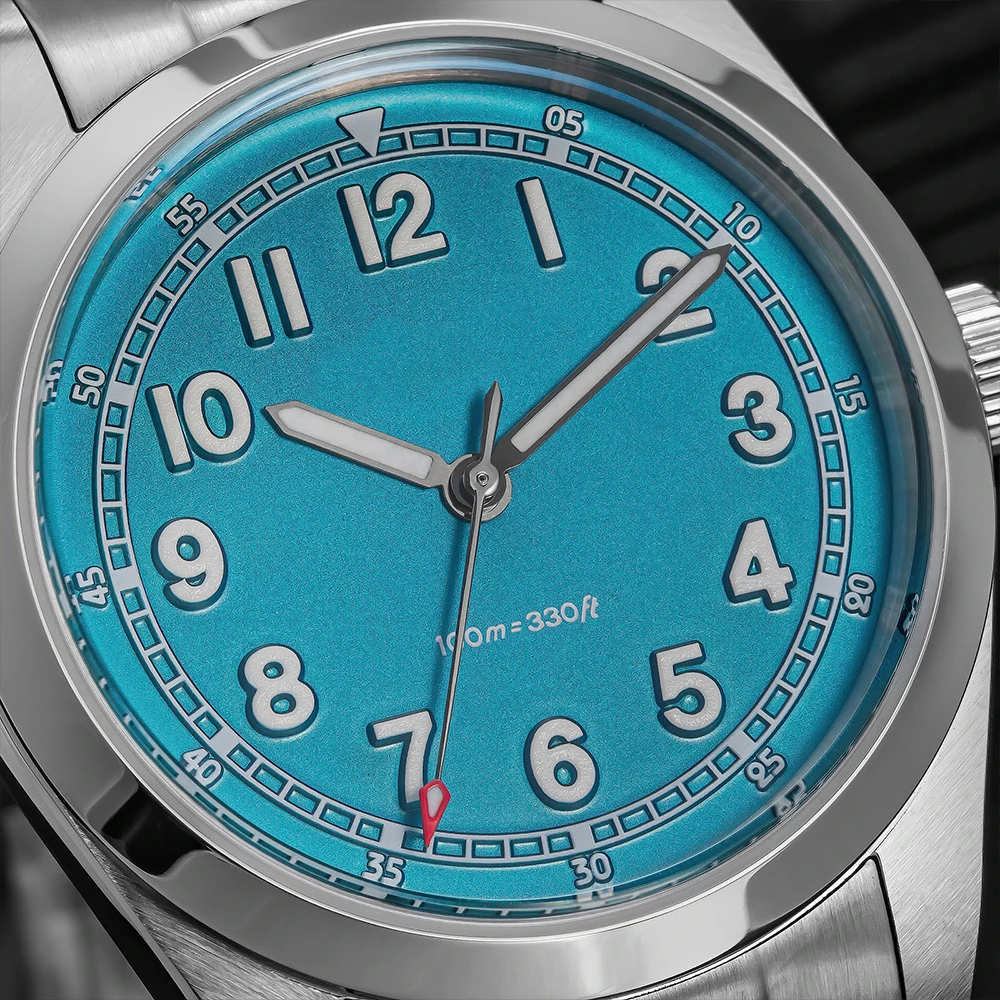ADDIESDIVE Custom Watch Luxus-Saphir-Herren-Quarz-Armbanduhr DIY Steriles Zifferblatt Super 2035 Uhrwerk BGW9 Leuchtend 100 m wasserdicht
