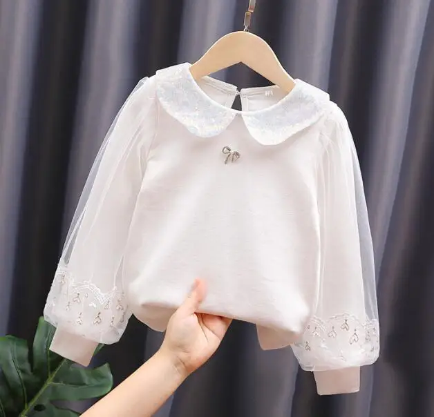 Wholesale Hot kids clothes Bow Tie Shirt Long Shirts Tops Tee Baby Beautiful Shirt