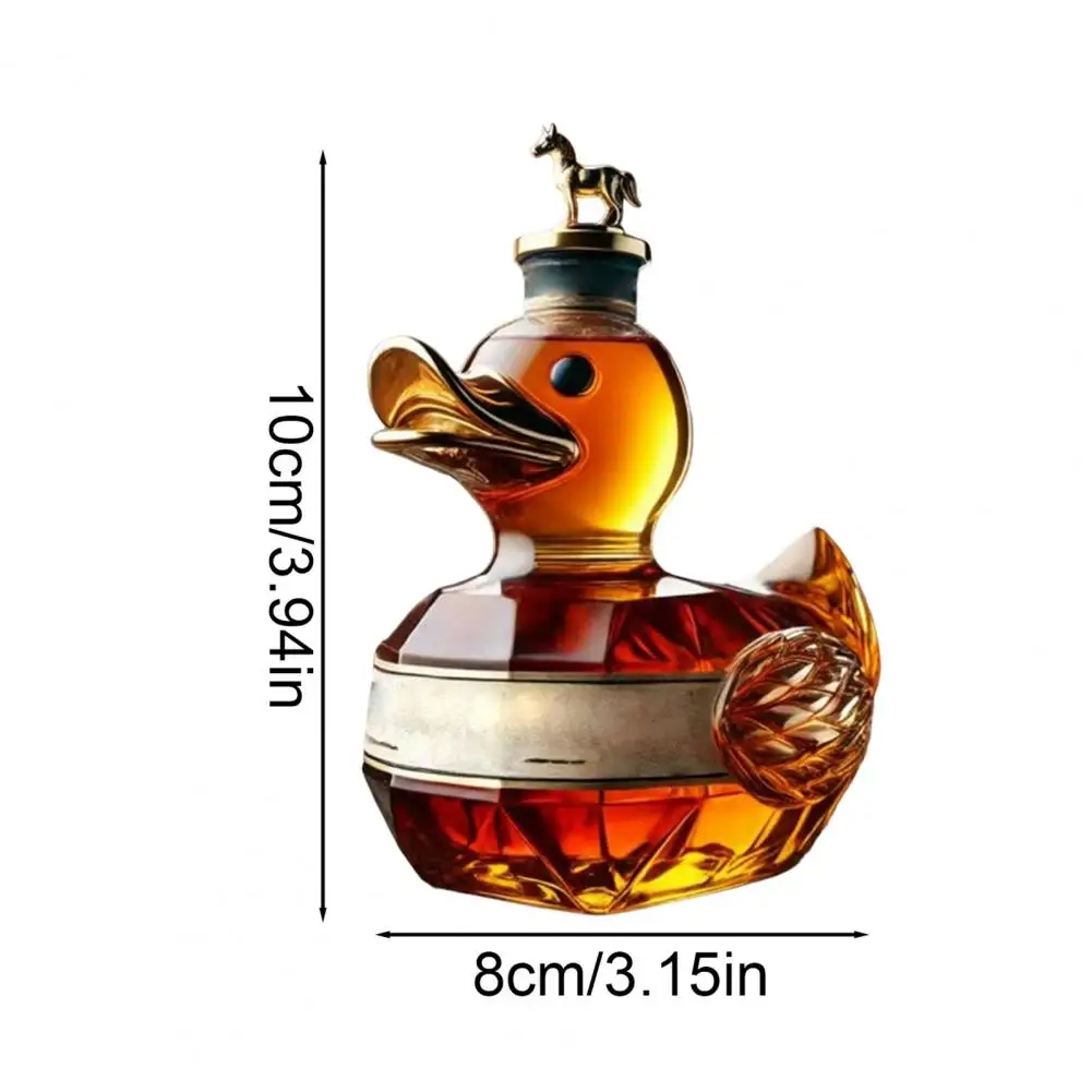 Duck Whiskey Bottle Glass Animal Decanter Fun Duck Shape Wine Bottle 100ml Capacity Artistic Decanter Decoration for Bar Office