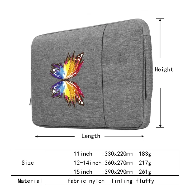 Laptop Bag Sleeve for Pro 11 12 13 14 15 Inch Macbook Air Lenovo Dell Huawei Butterfly Pattern Handbag Protective Carrying Case