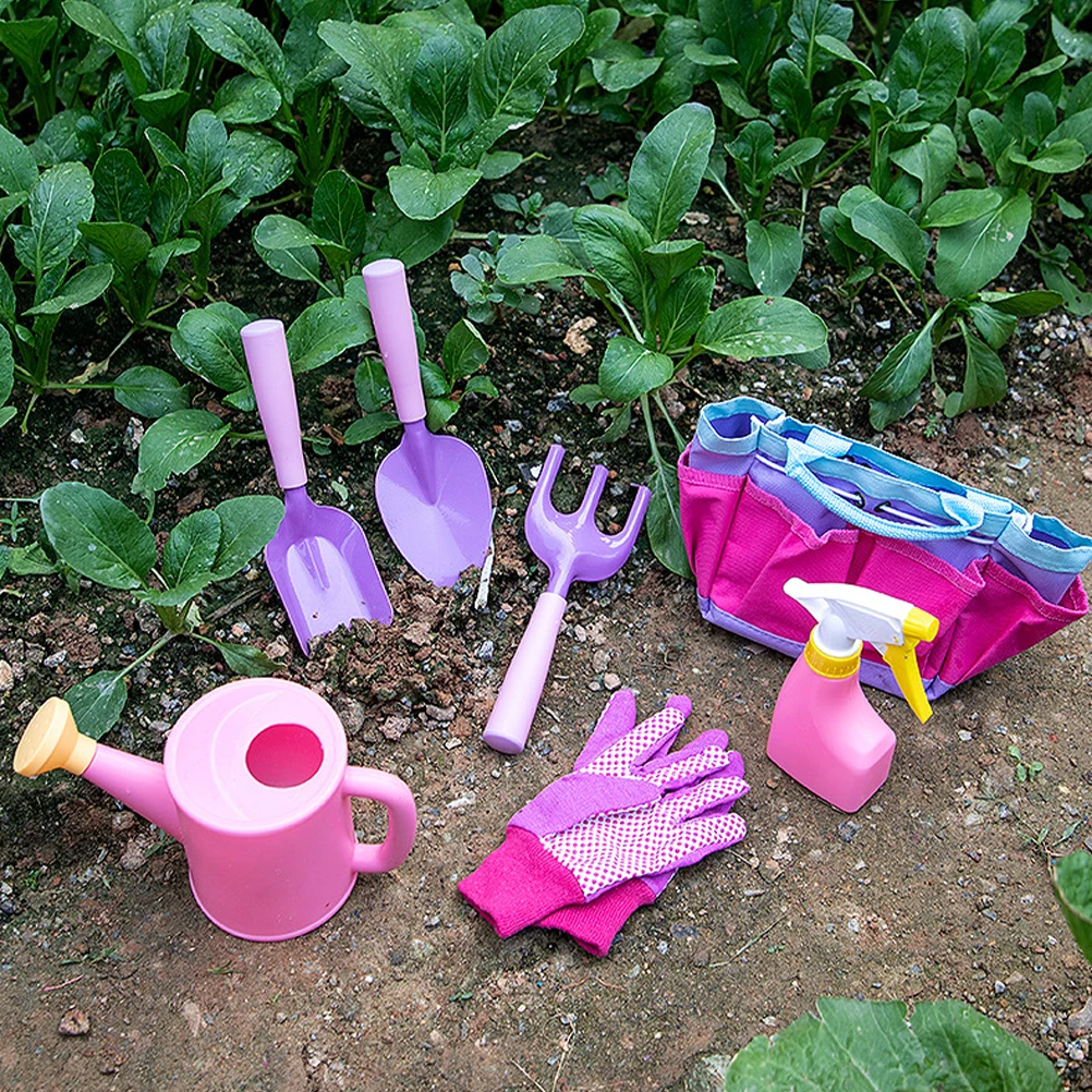Ensemble d'outils de jardin pour enfants, outils de jardinage, pelle à sable, jouets de creusement, bac à sable de plage, jouets de plantation en plastique pour enfants, métal léger et lumineux