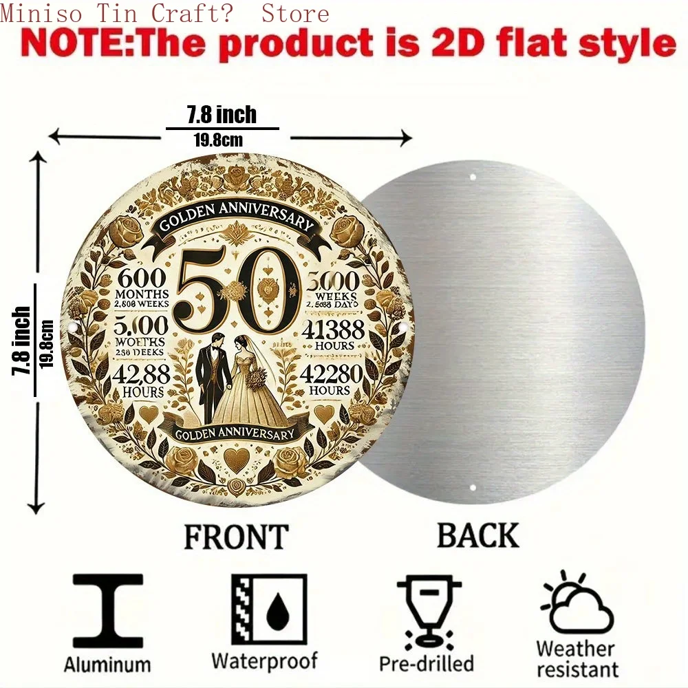 [2D Flat] 1pc Rustic Distressed Finish Round Metal Sign for Kitchen Bar Home Decor