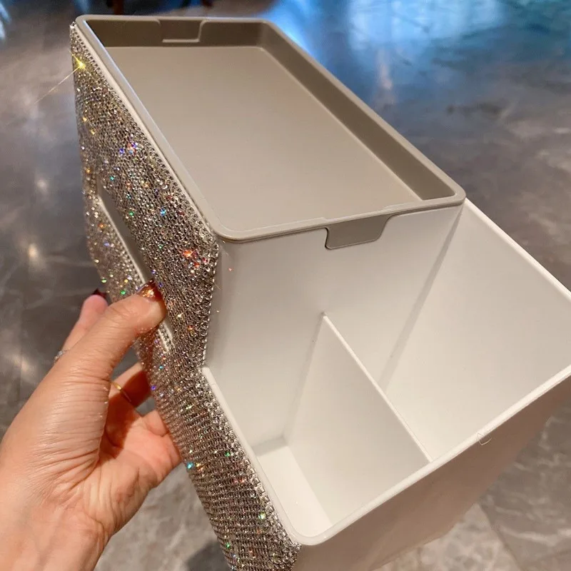 Picture 3: Diamond-encrusted Makeup Box, Desktop Remote Control, Storage Box, Dressing Table, Sundries Organizing Box, Living Room, Bedroom