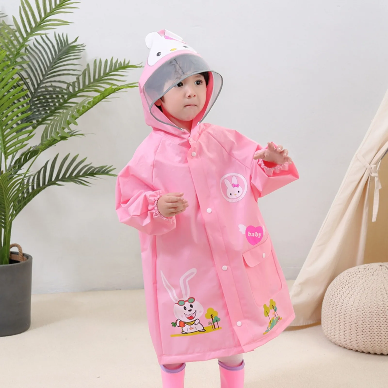 

1Pcs Kids Cartoon Cute Raincoat for Children Kids Waterproof Baby Rain Coat Rainwear Boys Girls Raincoats Apron 90~110cm Height