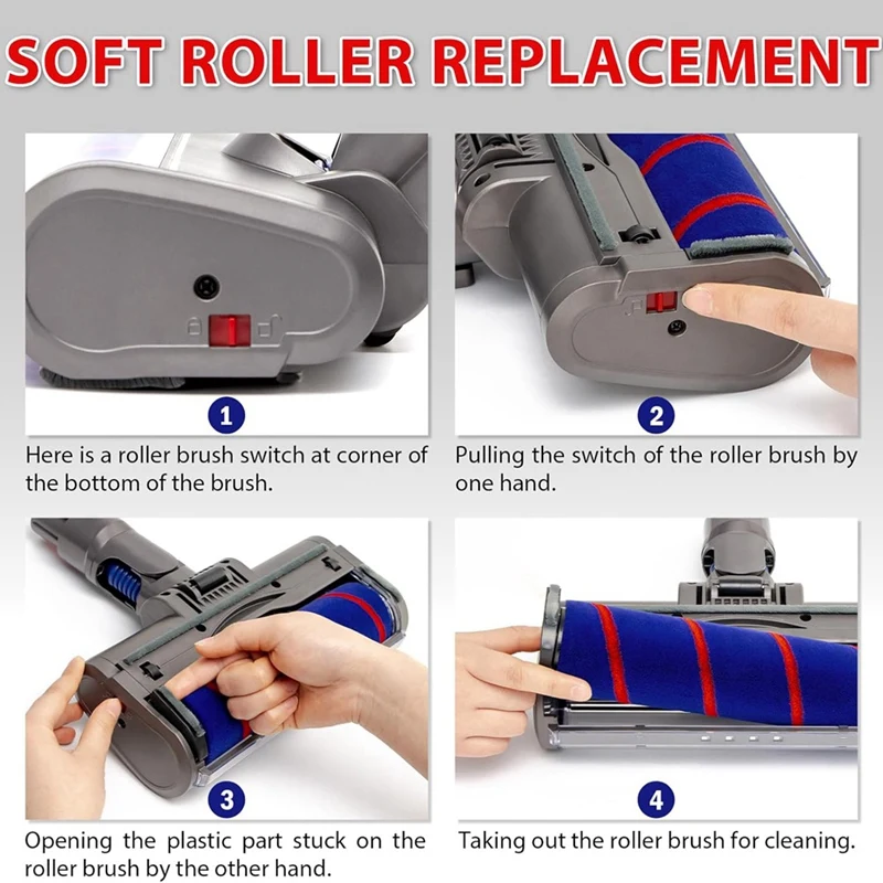 Głowica czyszcząca Miękka szczotka walcowa Części zamienne Jak pokazano Do Dyson V7 V8 V10 V11 G5 Akumulatorowa przystawka do odkurzacza do twardej