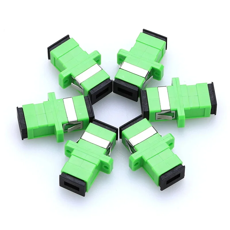 100pcs SCAPC Flange Fiber Optic Adapter Simplex Singlemode SC Optical Fiber Coupler APC Fiber Flange Connector