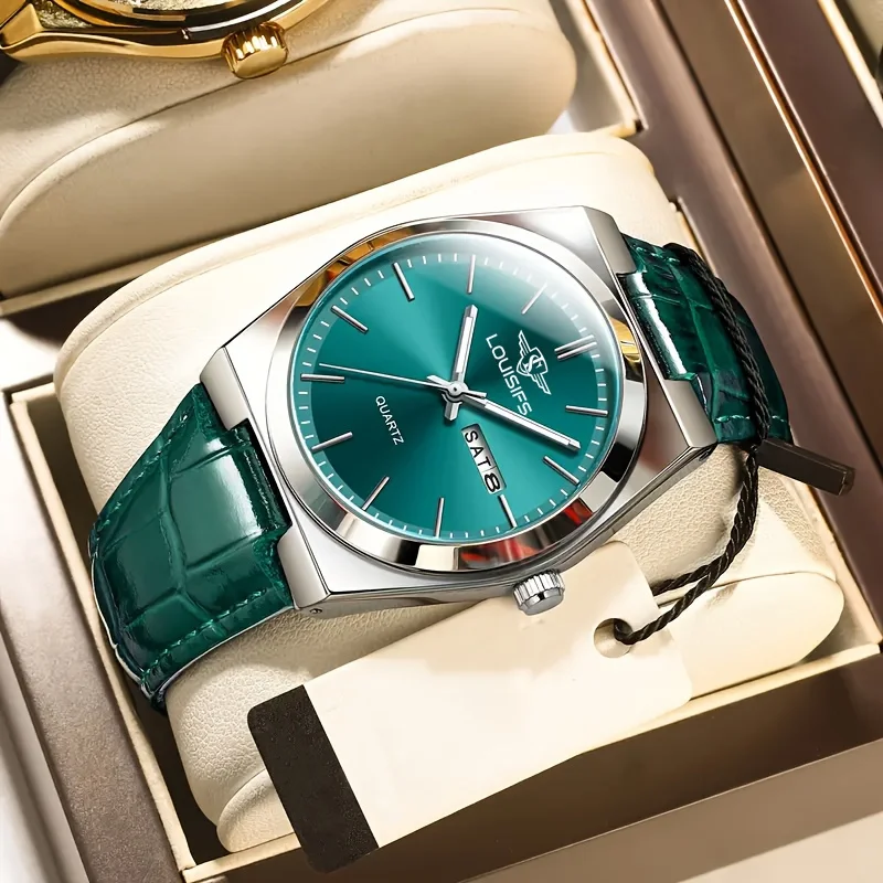 1 reloj de cuarzo de doble cara para hombre, reloj brillante resistente al agua, opción ideal para regalos