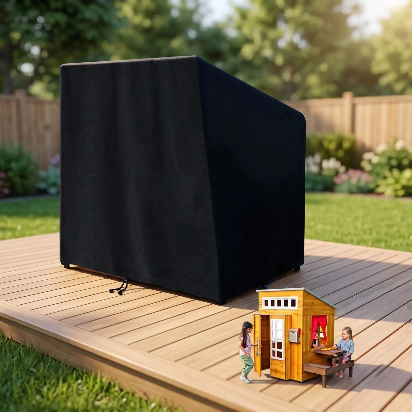 Outdoor Playhouse Cover Dustproof Kids Playhouse Cover Safeguarding Sun-Proof for Families, Backyard, Garden