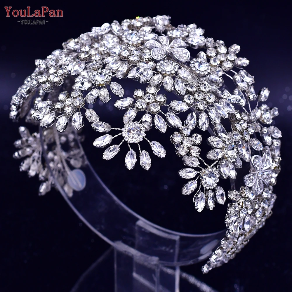 YouLaPan – bandeau de mariée de luxe HP437, bijoux de cheveux de mariage, ornement de coiffure pour femmes, couronne de concours, brillant, plein strass, couvre-chef