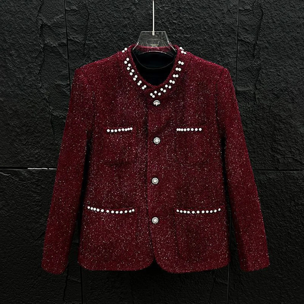 

Новая зимняя мужская однотонная куртка с длинным рукавом в стиле французского ретро, легкая роскошная модная трендовая уличная свободная повседневная мужская верхняя одежда