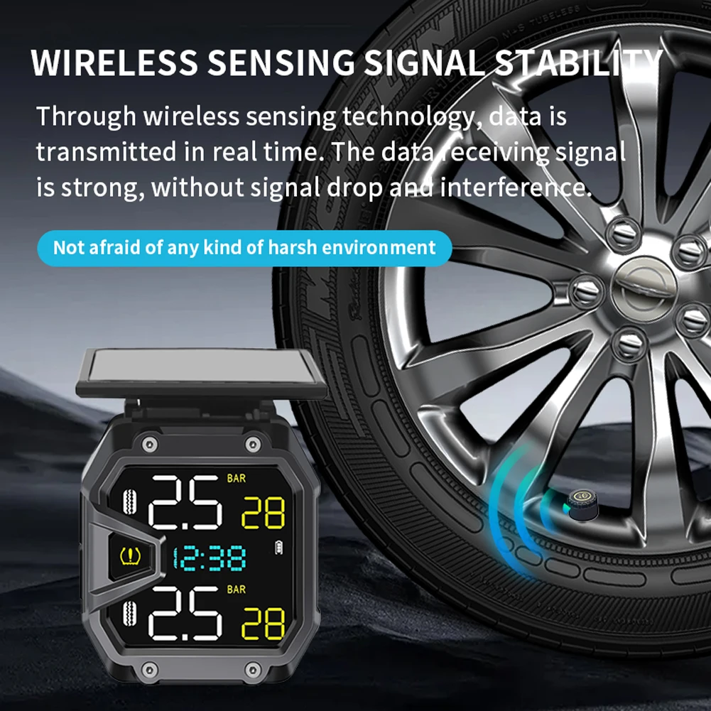 Sistema di monitoraggio della pressione dei pneumatici TPMS per moto Sistema di monitoraggio della pressione dei pneumatici wireless Accessori per moto con 2 sensori