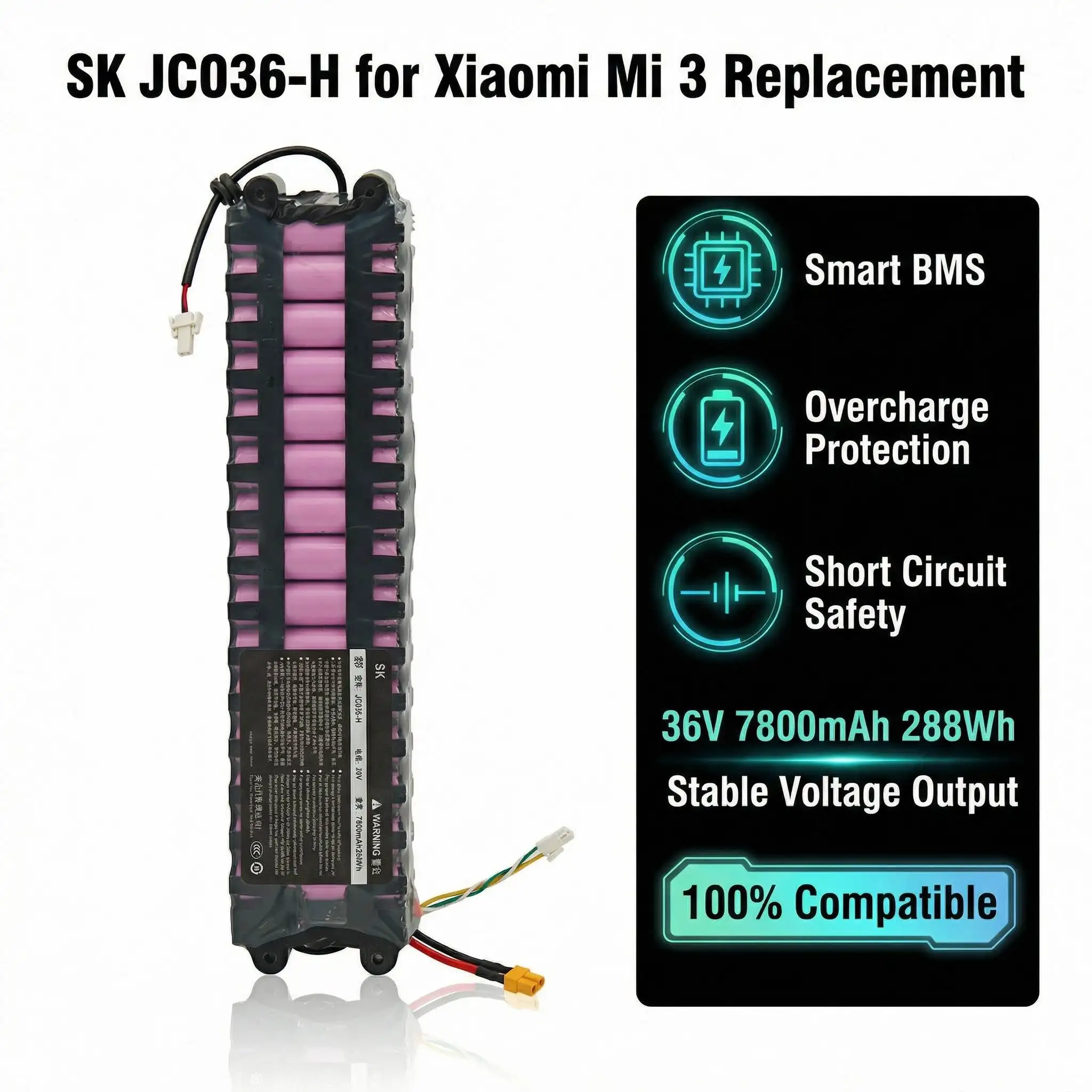 Batterie Li-ion renforcée 36V 7800mAh pour Xiaomi M365 Pro - Améliore l'autonomie, la robustesse et la fiabilité ​