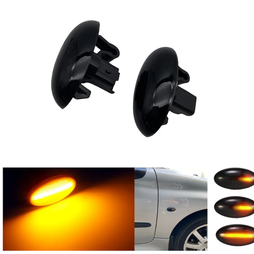 2pcs CAR  Led Side Marker Turn Dynamic Flashing Signal Light For Peugeot 307 206 607 407 1007 107 4007 Indicator Blinker Lamp