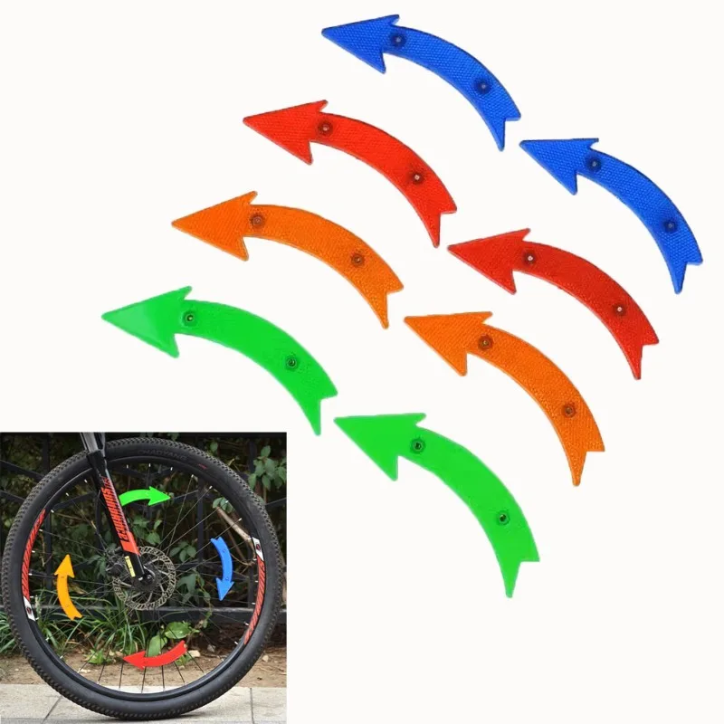 1 Paar Fahrrad-Speichen in Pfeilform, reflektierend, Raddekorationszubehör, Warnreflektor für Nachtfahrten, mehrfarbig