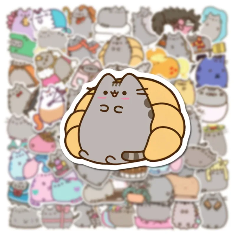 Наклейки Pusheen, водонепроницаемые 3d-наклейки в стиле аниме, граффити, милые Мультяшные милые наклейки, чашка, ноутбук, чемодан, украшение на день рождения