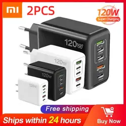 Xiaomi GaN Charger 120W USB PD Muti Plugs Ports Fast Quick Charging Charger Mobile Phone Type C Wall Adapter For IPhone Xiaomi