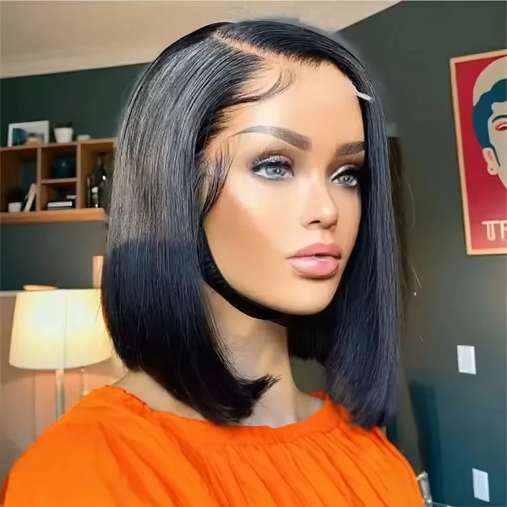 

250% Density Peruvian Short Bob 13x4 HD Lace Front Human Hair Wigs For Women Straight Lace Lace Frontal Wig Glueless Closure Wig
