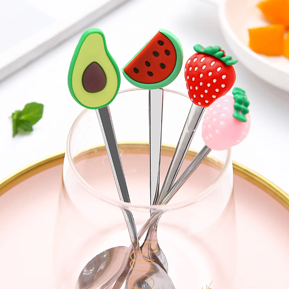 

4Pcs Fruit Shaped Fork Spoon Stainless Steel Creative Tableware Set for Home Restaurant Dessert Tools Kitchen Accessories