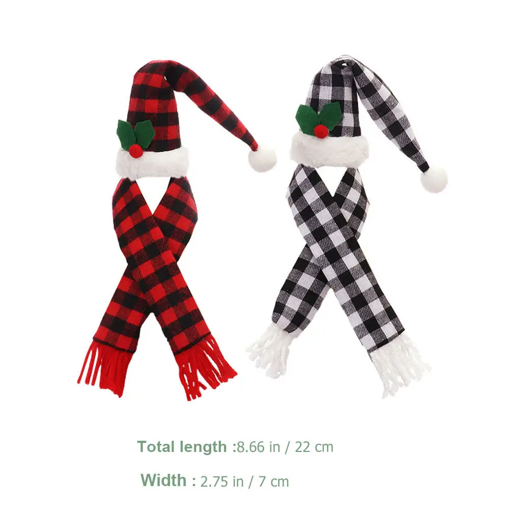 2Sets Xmas Bottle Decor Christmas Wine Bottle Cover Knitted Hat Scarf Set Holiday Table Decor Romantic Dinner Xmas Ornament