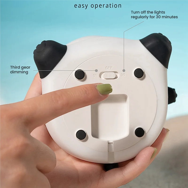 Cute Panda LED Night Light Silicone USB Rechargeable Timer Bedside Lamp Room Decor Children Nightlight Gift-ABXK