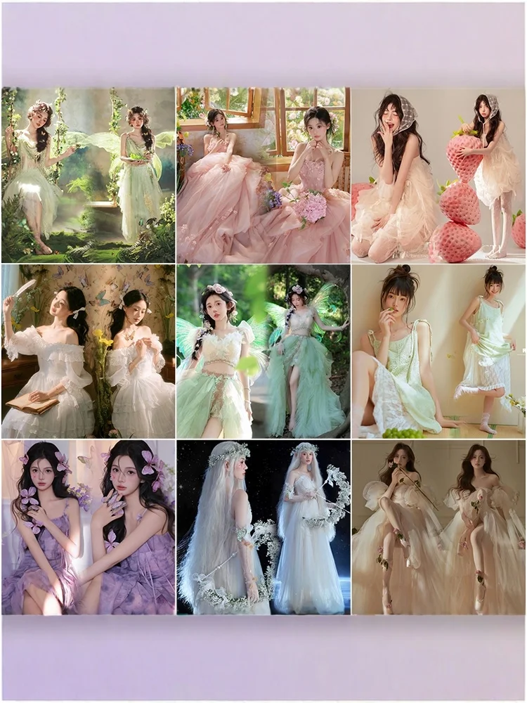

New Arrival Fairy Costume Sweet Art Photography Korean Style Studio Photo Shoot Dress for Women Summer Season