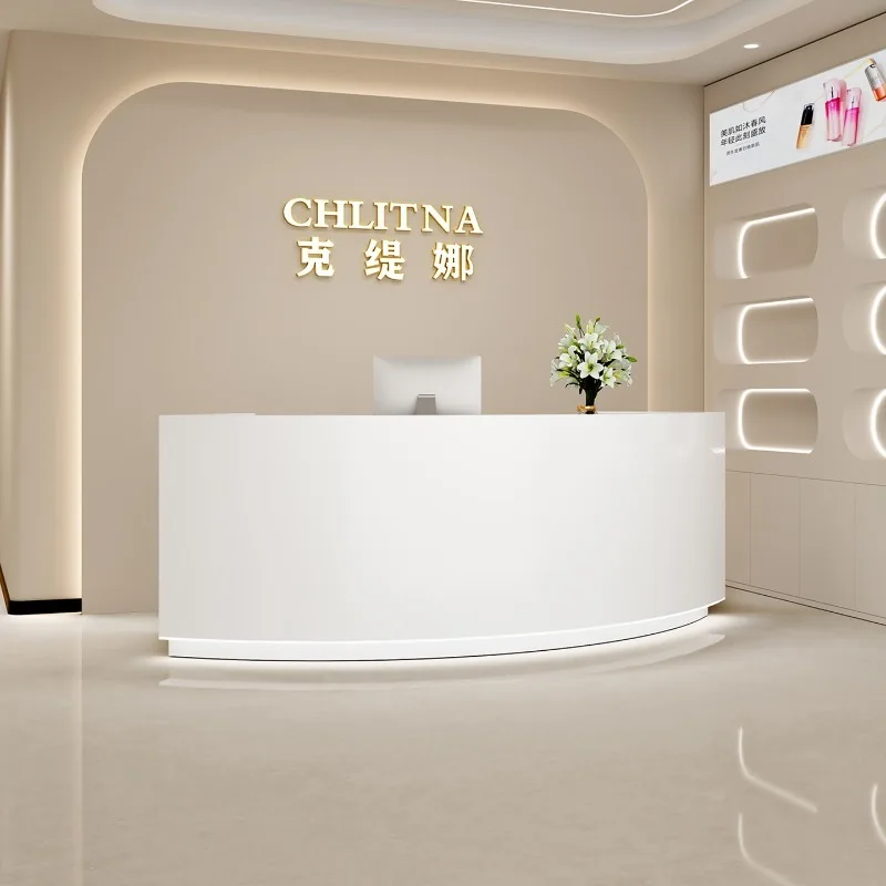 Diepe opslag Receptie Receptiebalie Moderne U-vorm Gebogen Receptie Schoonheidssalon Mostrador Recepcion Kantoormeubilair