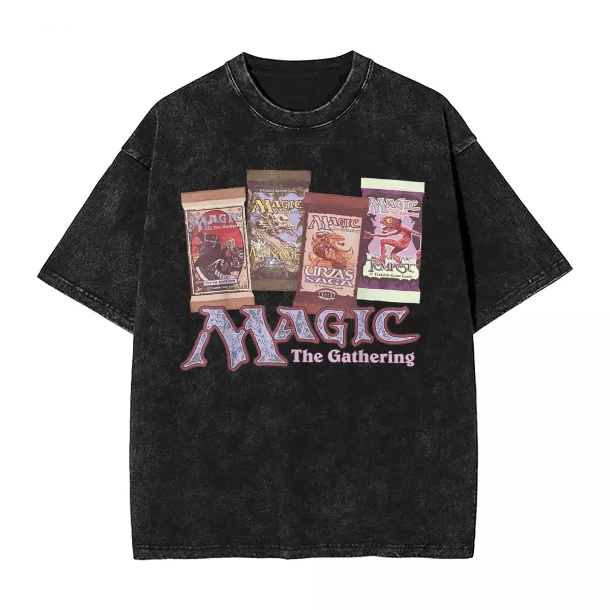 Camisetas MTG de juegos mágicos para hombre y mujer, camiseta de manga corta lavada de Hip Hop, camiseta de gran tamaño con Mandala de Planeswalker, ropa de calle