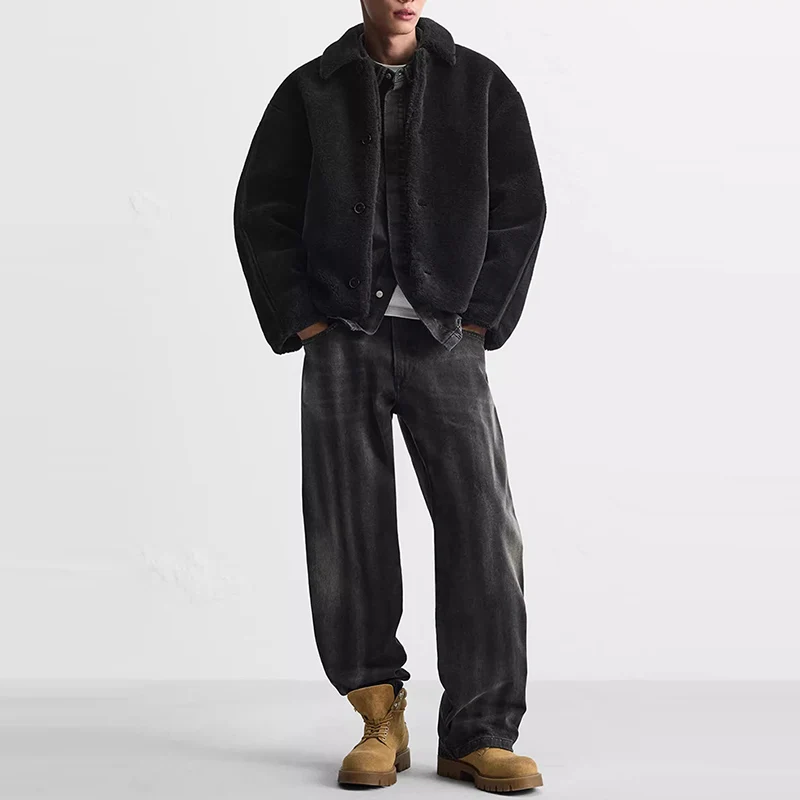 

Loose Cotton Denim Jeans Men's Faionable Spring New Sle Sewing Line Decorated Casual Straight Leg Trousers Z Brand