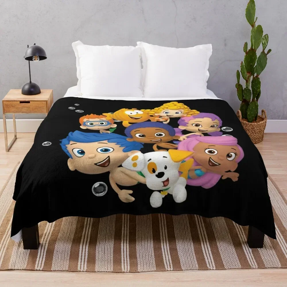 Gifts Idea For Bubble Guppies Sticker Christmas Throw Blanket manga Sofa Quilt Thermals For Travel funny gift Blankets