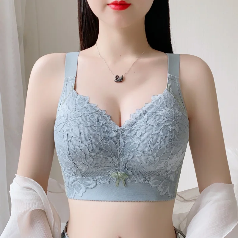 Slimming Full Cup Bras Women's Thin Section Large Chest Appears Small Chest Adjustable Gathered Bra Prevents Sagging