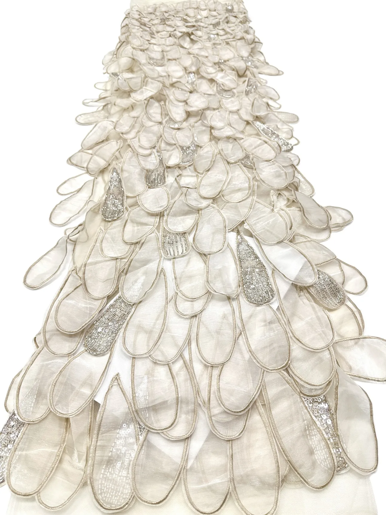 Luxury African Beaded Lace Fabric High Quality 2026 Beads 3d Embroidery French Tulle Laces 5 Yards for Nigerian Wedding Dress