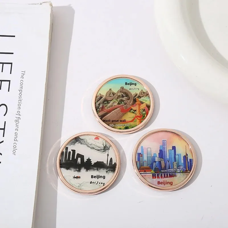 Beijing City Landscape Fridge Magnet Metal Art Travel Souvenir Long Wall Scenic Area Business Hand Gift Magnet