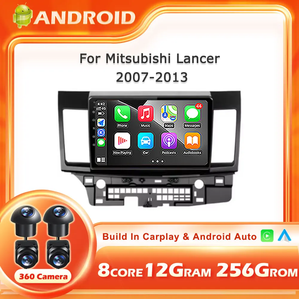 Android14 For Mitsubishi Lancer 2007-2013 Carplay Auto Car Radio Multimedia Player 2K Screen Autoradio Stereo NO 2din Head Unit