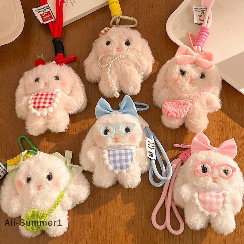 【E】Cartoon Plüsch Kaninchen Schlüsselanhänger Gefüllte Puppe Spielzeug Tasche Anhänger Charms Auto Schlüsselanhänger Zubehör Für Frauen Paare Kawaii Geschenk