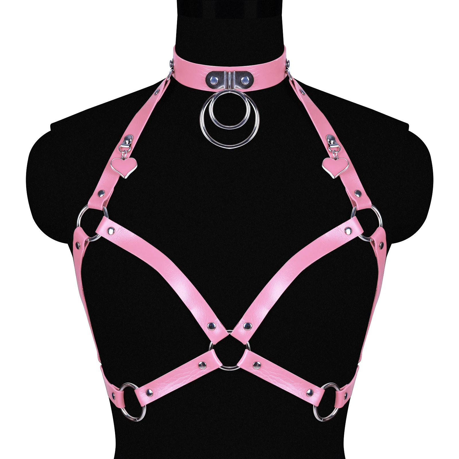 

Pink O-Ring Leather Harness Sexy Body Bondage Erotic BDSM Lingerie Harajuku Straps Garters Belt Harness Erotic Stocking Belt Leg