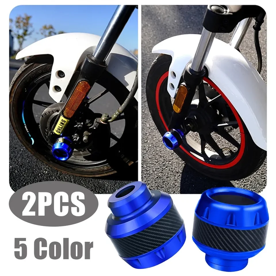 

1Pairs Universal Motorcycle Frame Slider Shock Absorption Aluminum Alloy Color Carbon Fiber Anti-Fall Protection Front Fork Cup