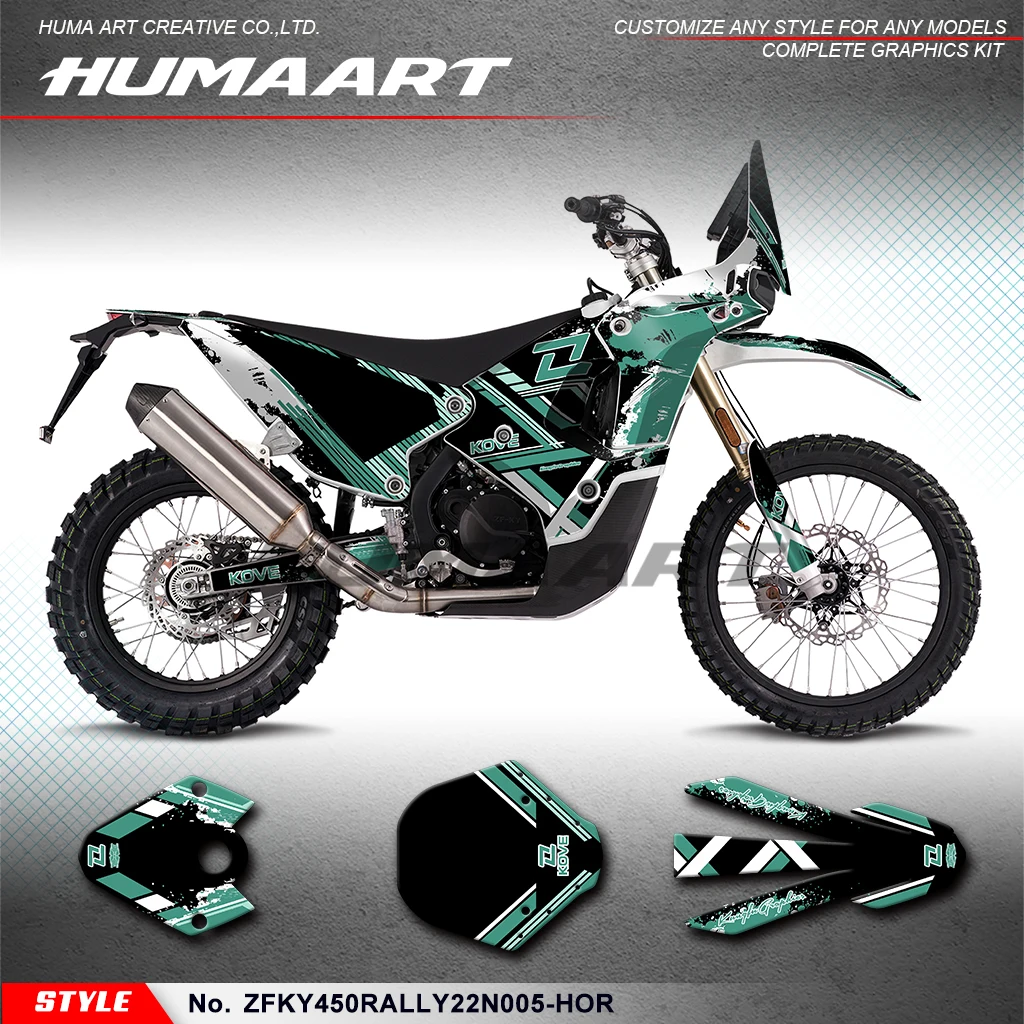 HUMAART Race Complete Vinyl Custom Decals Stickers Graphics Kit for KOVE 450 Rally 2022 2023 2024, ZFKY450RALLY22N005-HOR