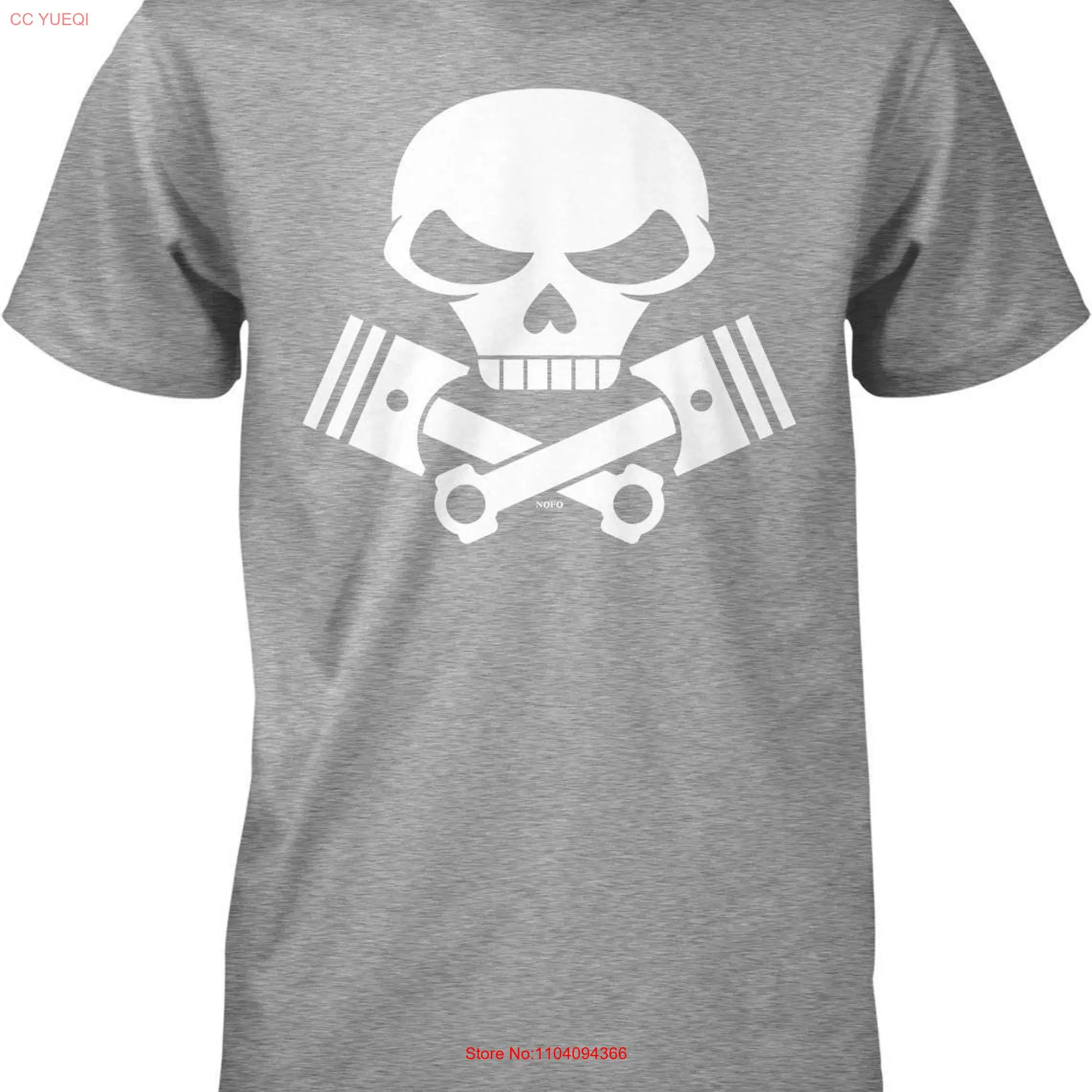 Skull and Pistons Crossbones Motorcycle Engine Men's T shirt HOOD_01262 long or short sleeves