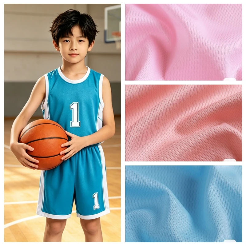 Bird's Eye Knitted Mesh Fabric 75D By Meter for Sewing Basketball Uniform Sportswear Mask Cloth Breathable Soft Textile Pink Red