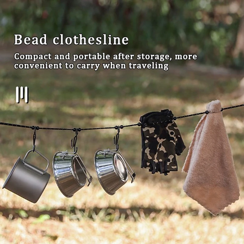 Camping Stretch Clothesline With 12 Clips Windproof Travel Clothesline Elastic Laundry Clothes Line For Hotel Trip Cruise