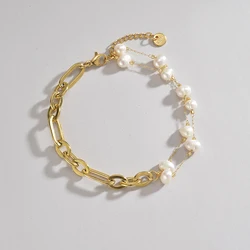 Vintage Irregular Imitation Pearl Women Wedding Bracelets Stainless Steel Charms Engagement Jewelry For Girlfriend Gift
