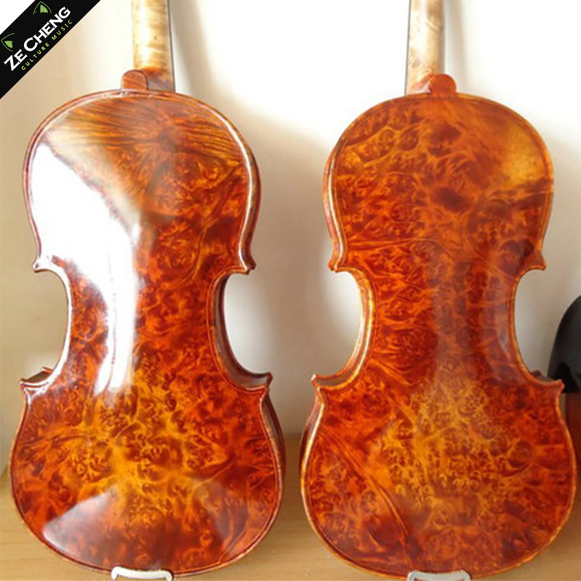 Solid Wood Violin, Bird's Eye Maple Backboard Violin 4/4, Phoenix Eye Violin, Spruce Top, Ebony Fittings