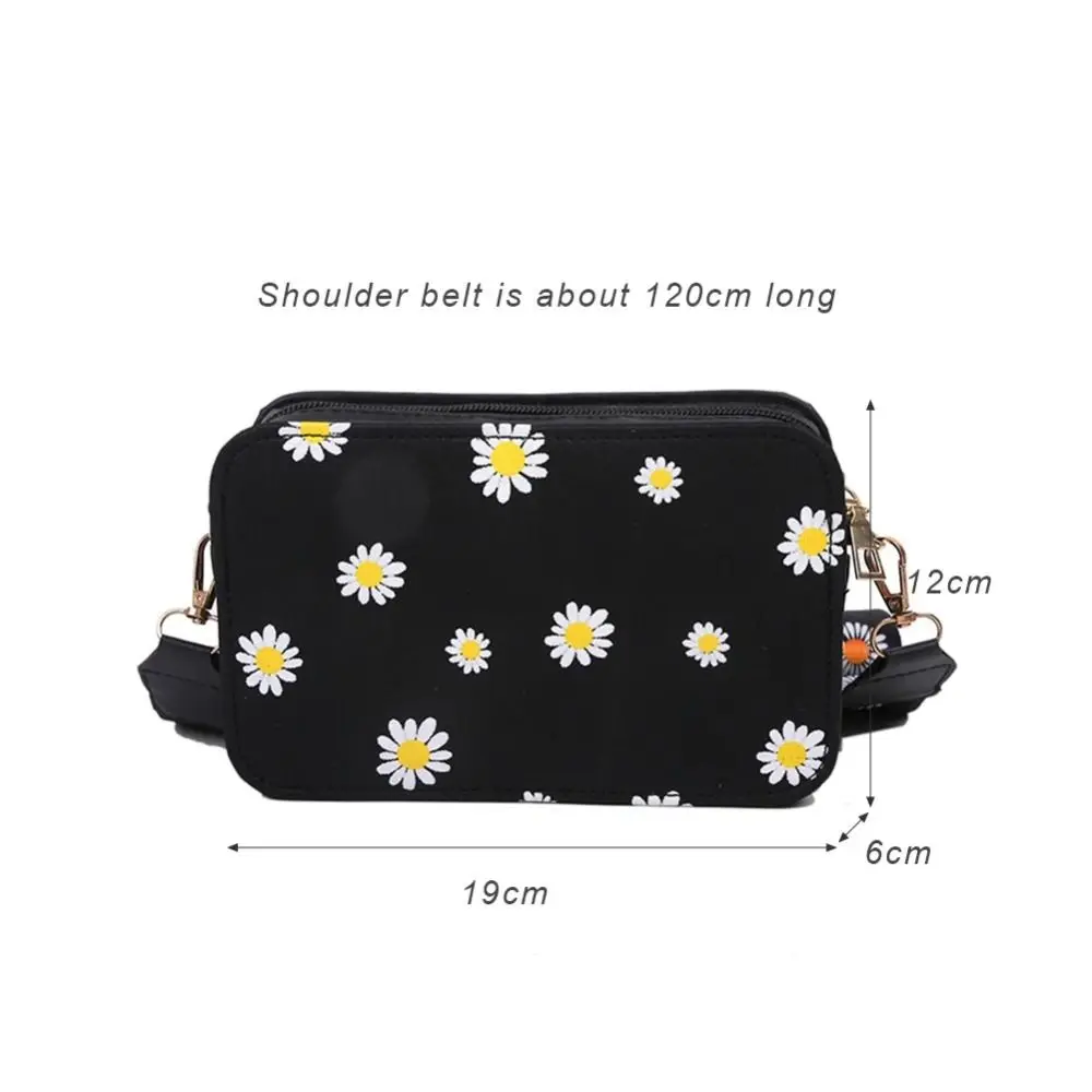 Fashion Daisy Pattern Shoulder Bag Women Handbag Printed Small Square Bag PU Tote Bags Elegant Crossbody Bag