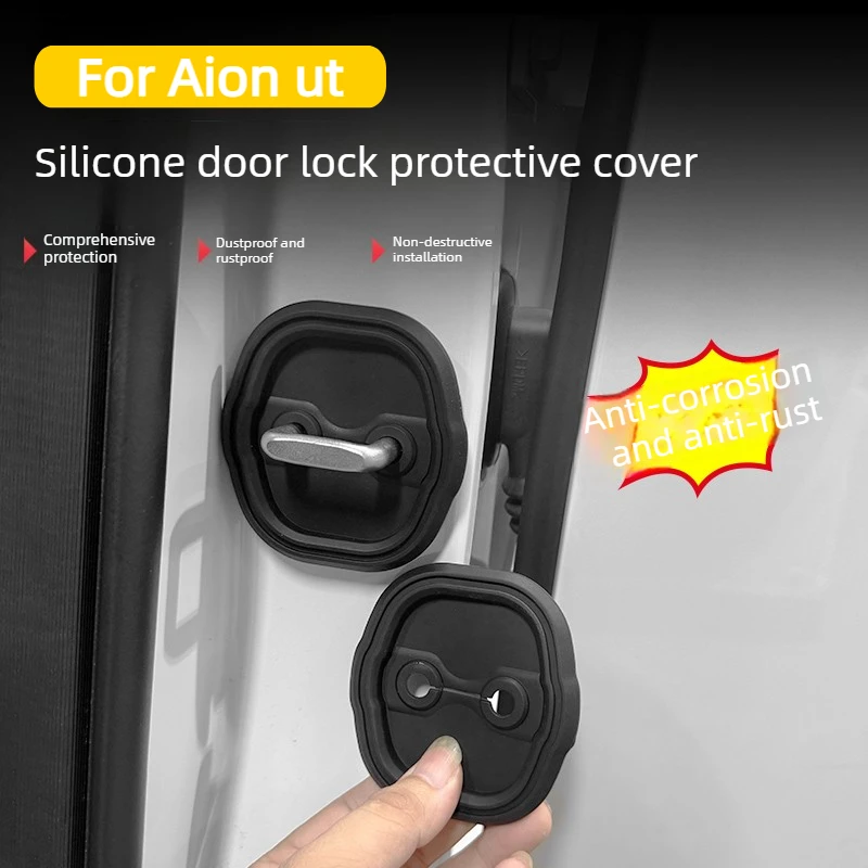 4Pcs for AION UT Car Silicone Door Lock Cover Protective Stickers Silicone Car Door Shock Absorber Buffer Protective Cover